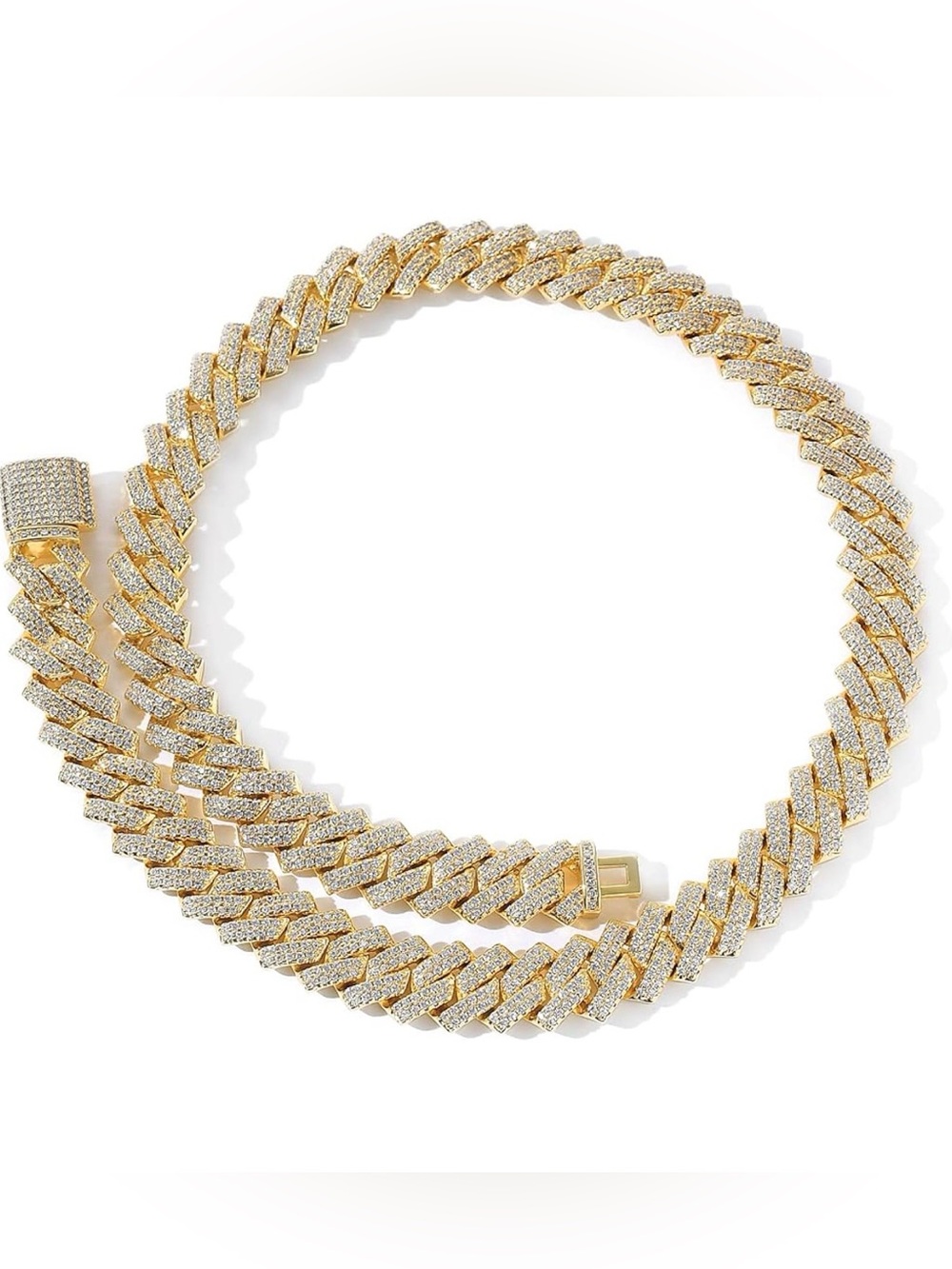 Silver/Gold Mens Cuban Link Chain, 14mm Iced Out Miami Cuban Chain Men Necklace